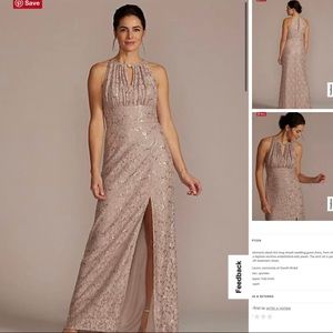 Stretch Lace Sheath Dress with Embellished Keyhole Size 16